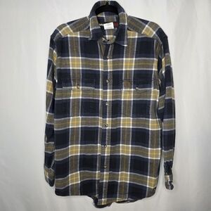 Wrangler Riggs Workwear Men's Plaid Shirt - Navy and Yellow Flannel